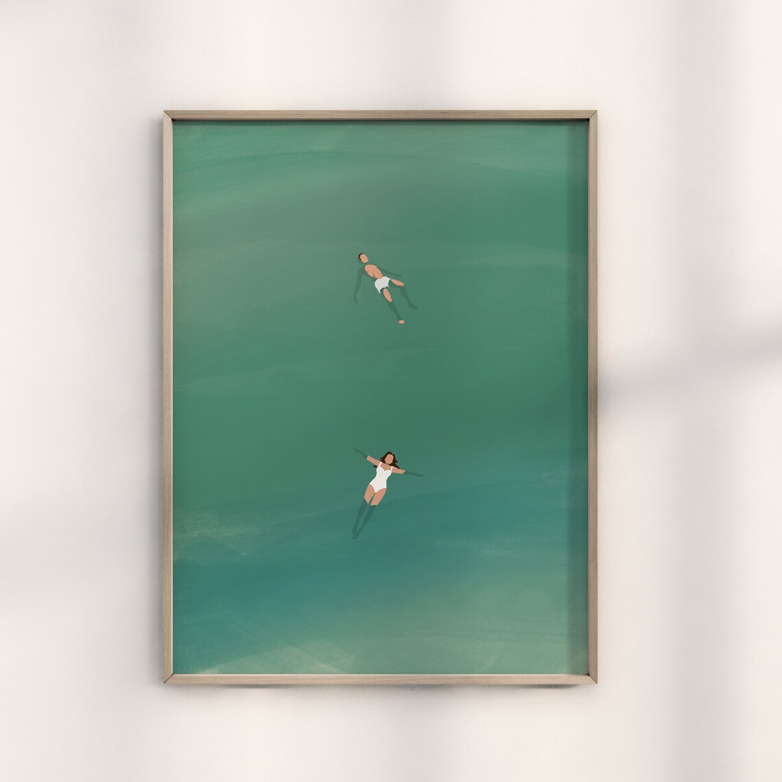 Man and Woman Floating in Pool, Summer Wall Art