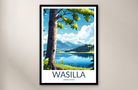 Wasilla Travel Poster Wall Art Print United States Home Decor Gift North America Illustration