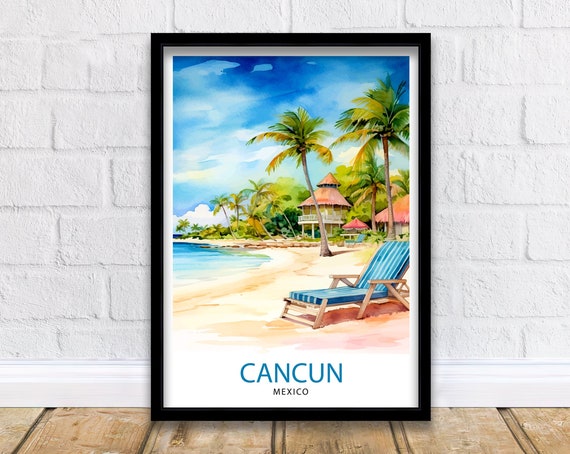 Cancun Mexico Travel Print Cancun Wall Decor Cancun Home Living Decor Cancun Illustration Travel Poster Gift For Cancun Mexico Home Decor