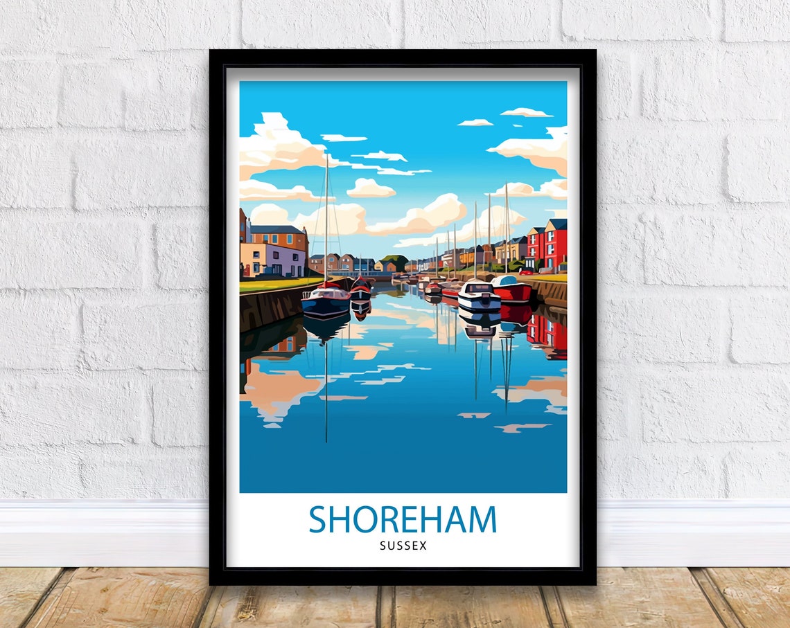 Shoreham Sussex Mirror Calm Marina Reflections Sailing Poster