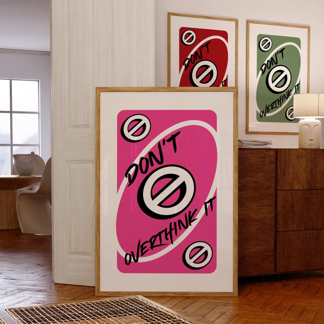 Dont Overthink It Pink Playing Card Style Positive Mindset Poster - Image 8
