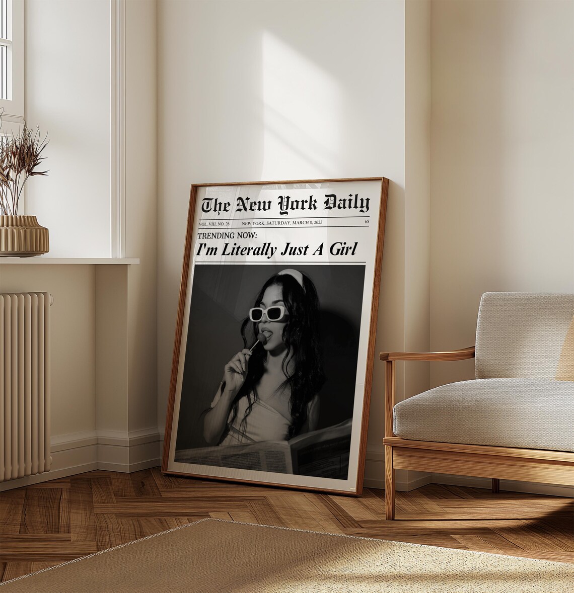 Im Literally Just A Girl Newspaper Vintage Fashion Funny Poster - Image 5