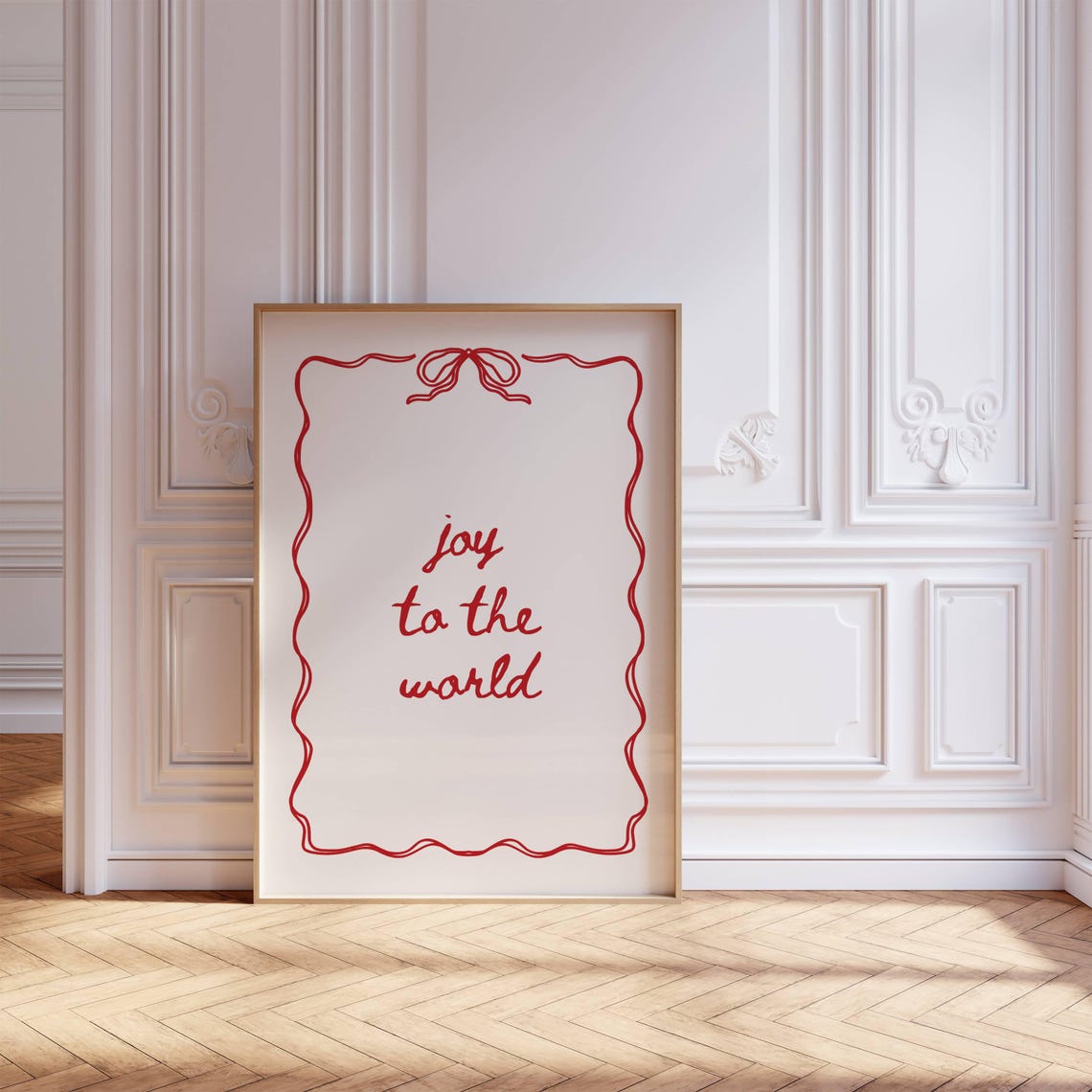 Joy To The World Red Script Bow Border Classic Christmas Poster - Image 8