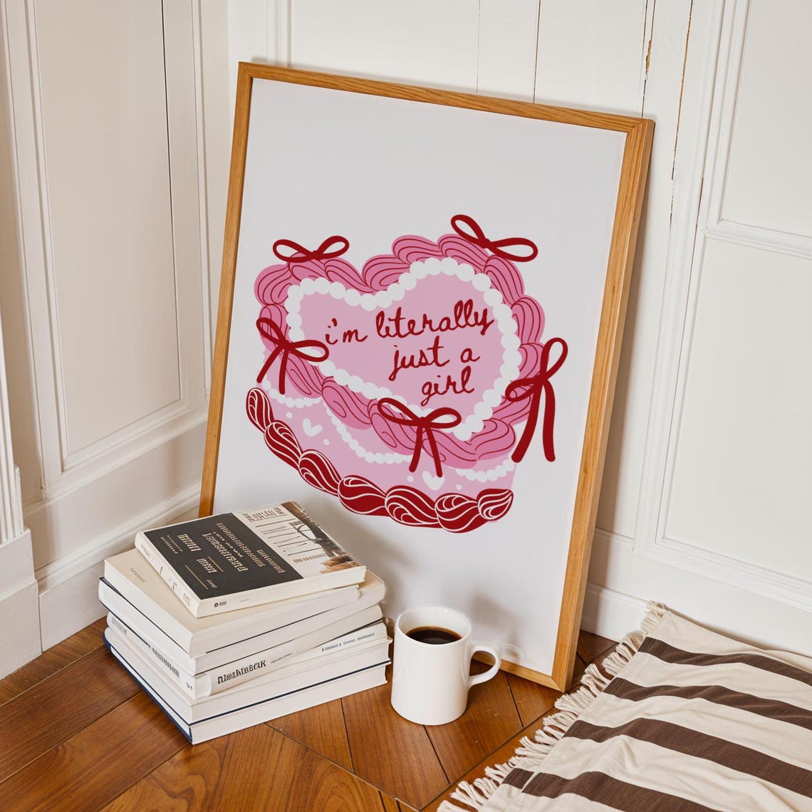 Literally Just A Girl Heart Cake Art, Coquette Decor - Image 3
