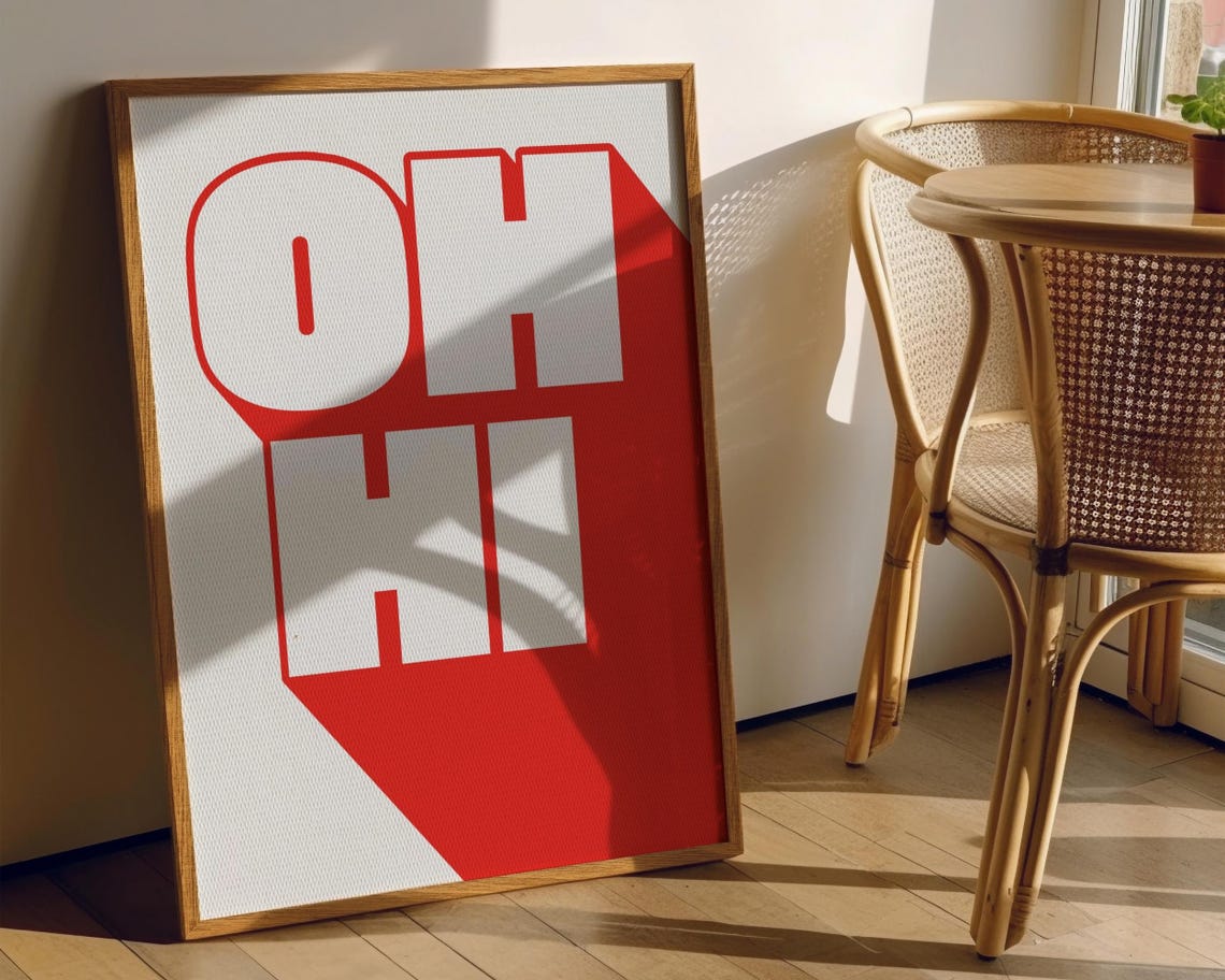 Oh Hi Big Red Retro Typography Playful Modern Hallway Poster - Image 6