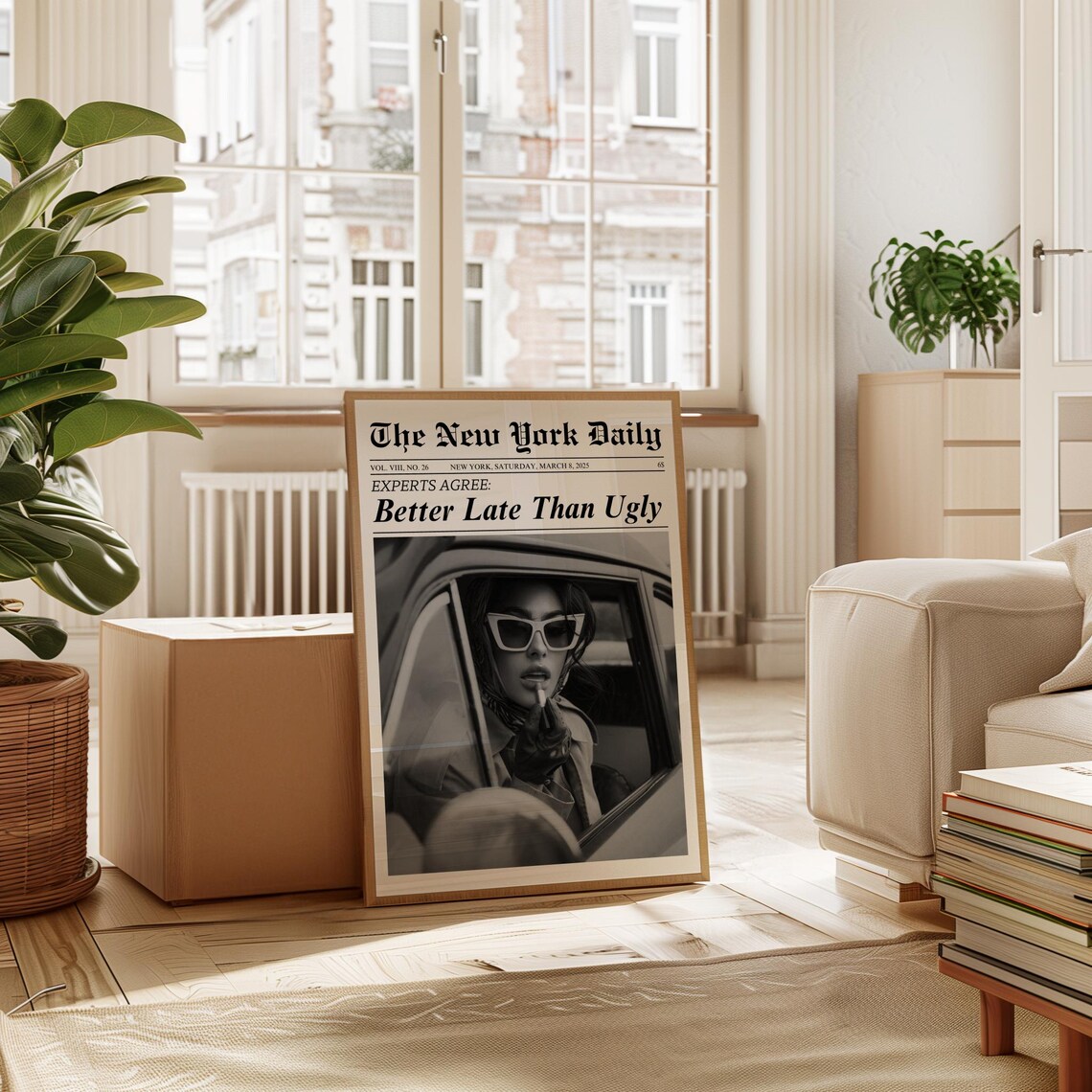 Better Late Than Ugly Newspaper Girl Vintage Glam Fashion Poster - Image 4