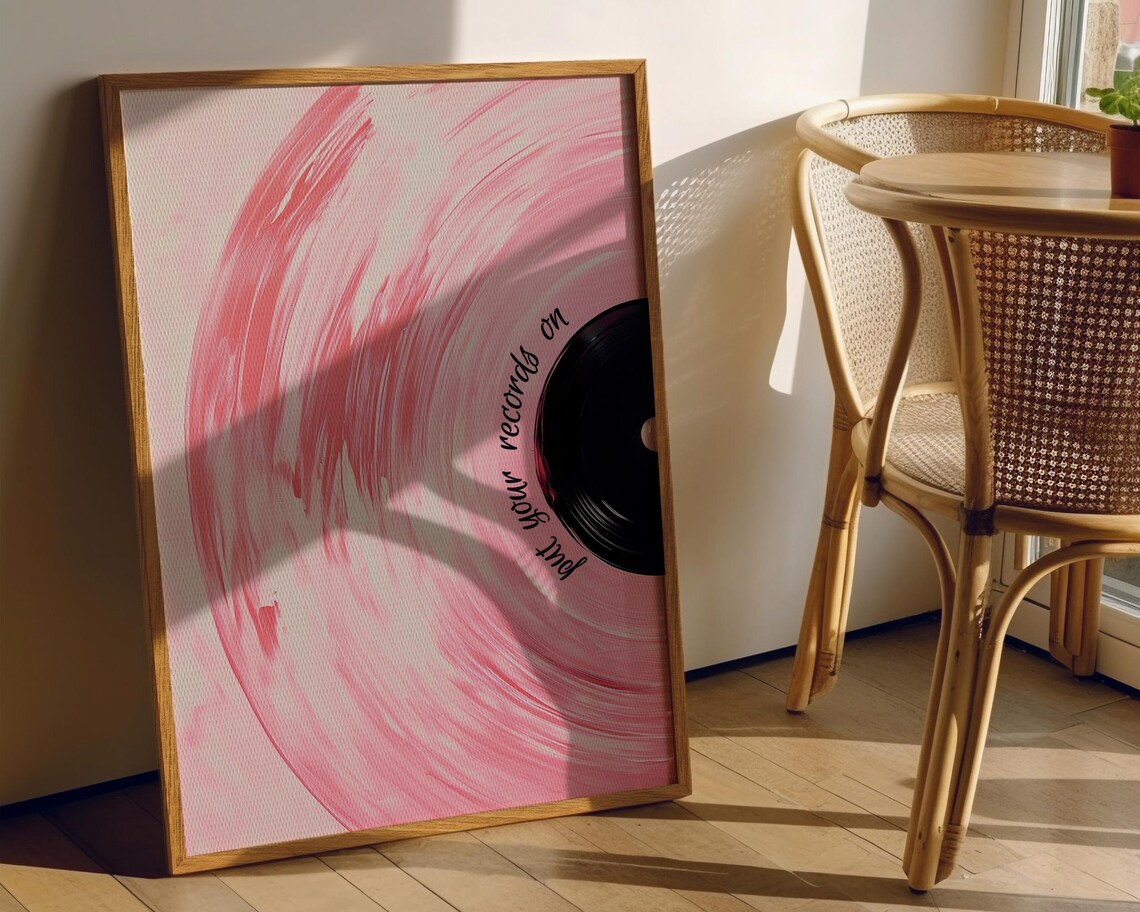 Pink Vinyl Record Retro Maximalist Eclectic Art Print - Image 6