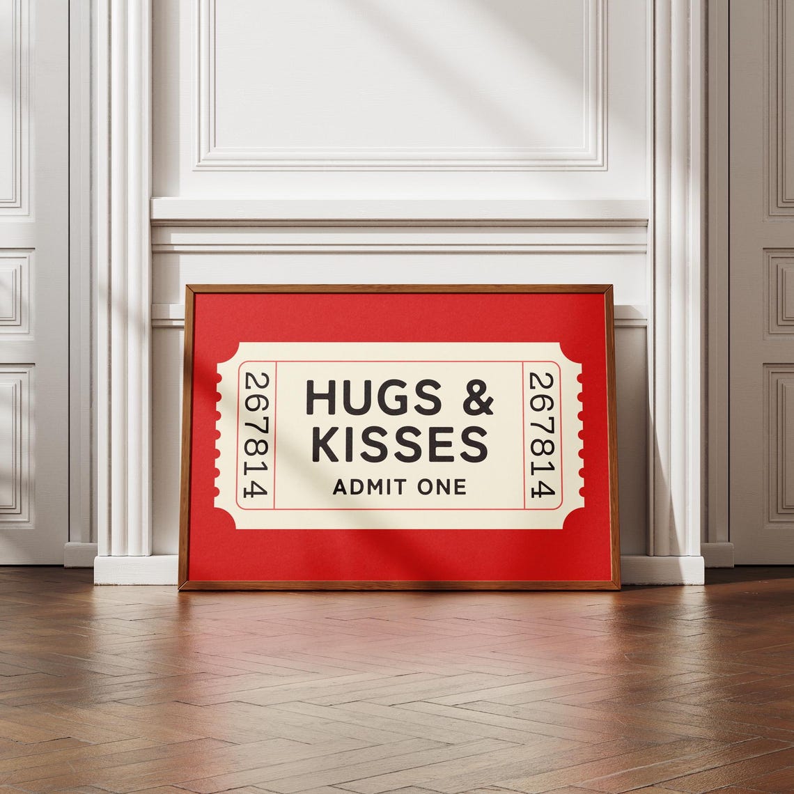 Hugs And Kisses Admit One Big Red Retro Ticket Stub Love Poster - Image 5