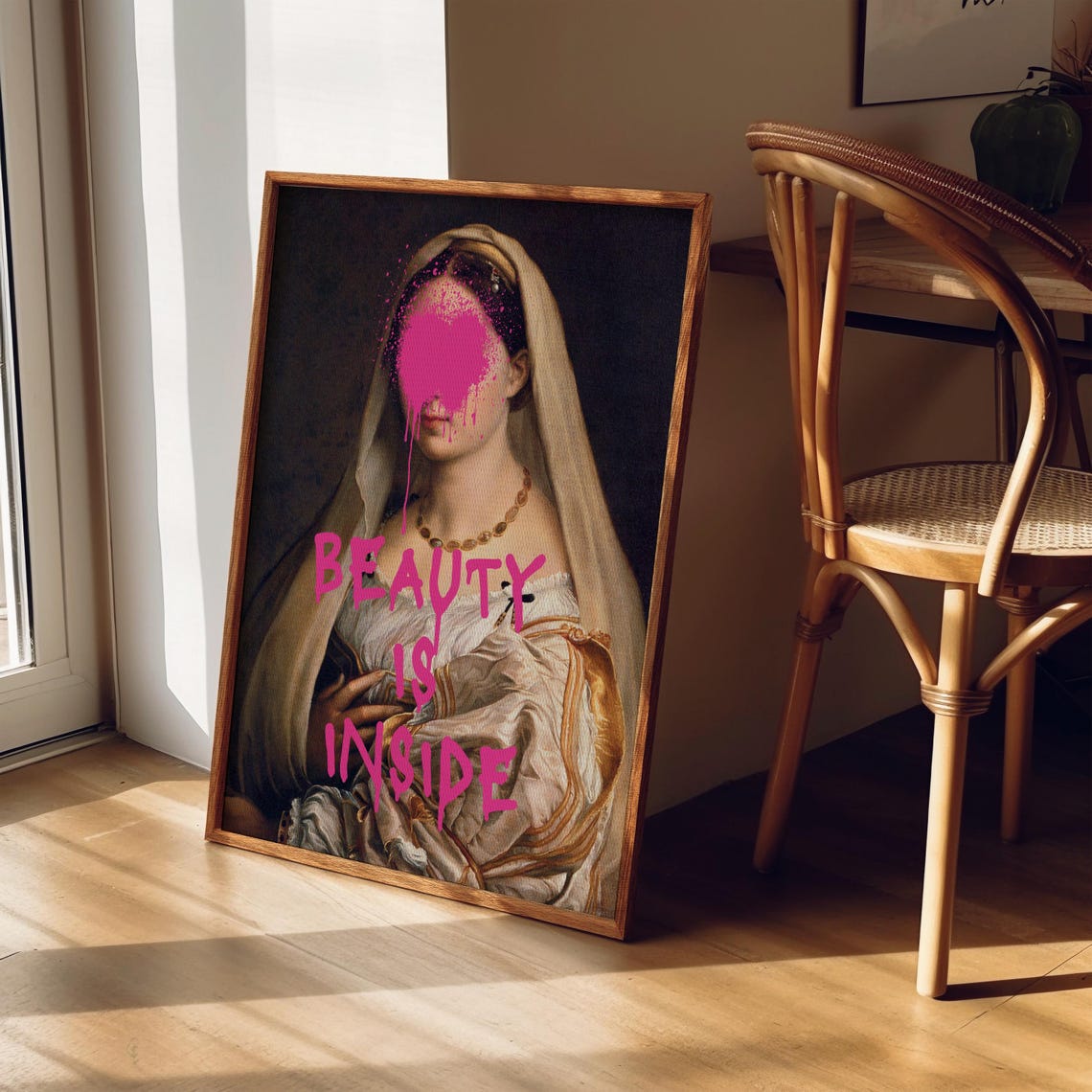 Beauty Is Inside Altered Renaissance Veiled Lady Portrait Poster - Image 3