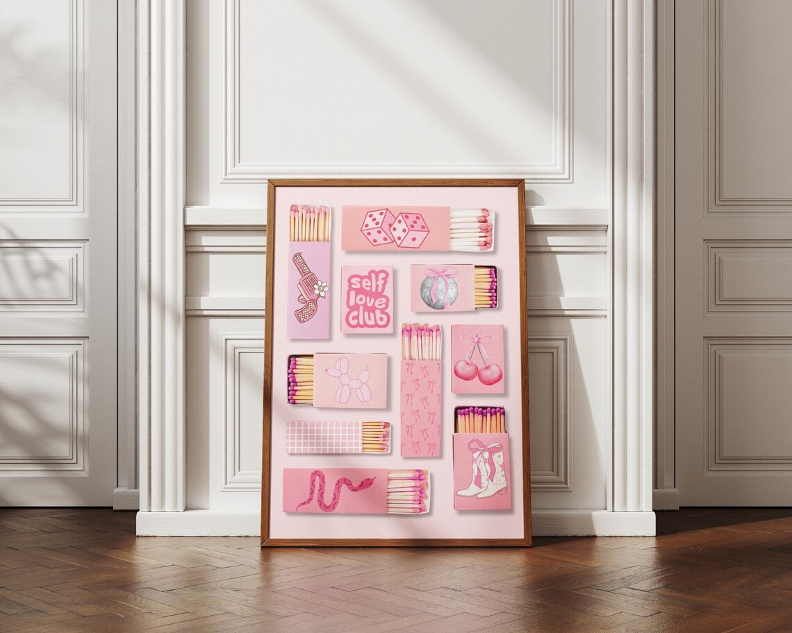 Pink Matchbox Collage Self Love Club Trendy Girly Aesthetic Poster - Image 5