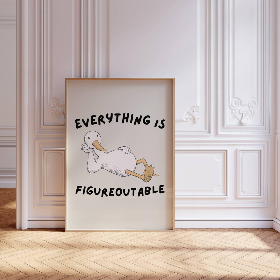 Everything Is Figureoutable Funny Duck Lounge Positive Quote Poster - Image 8