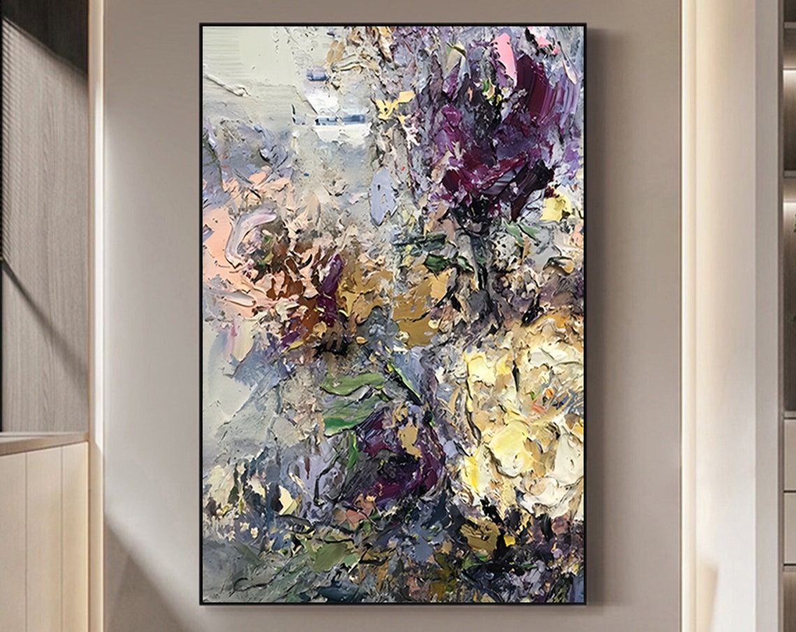 Muted Grey Purple Gold Textured Abstract Modern Decorative Poster - Image 5