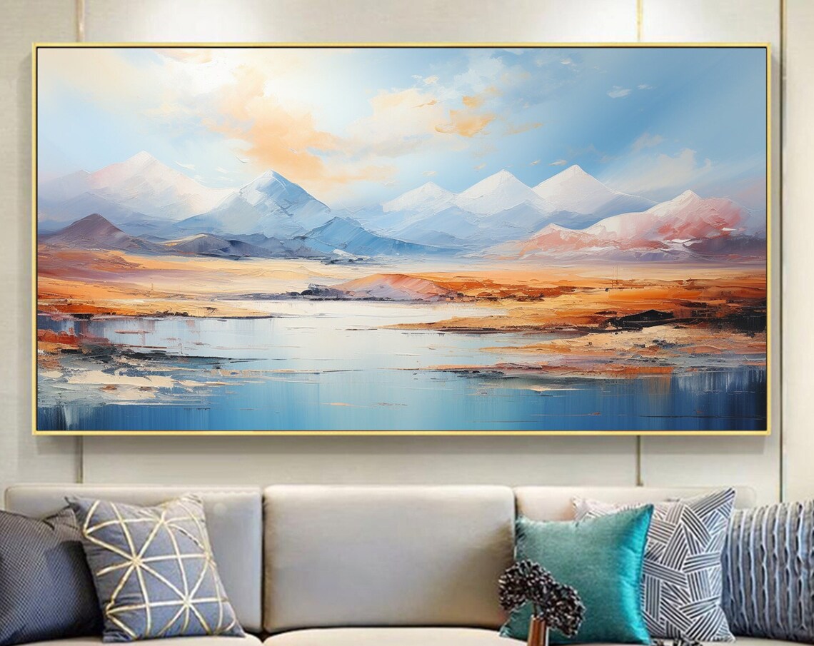Majestic Snow Capped Peaks Rising Over a Calm Desert Lake Poster