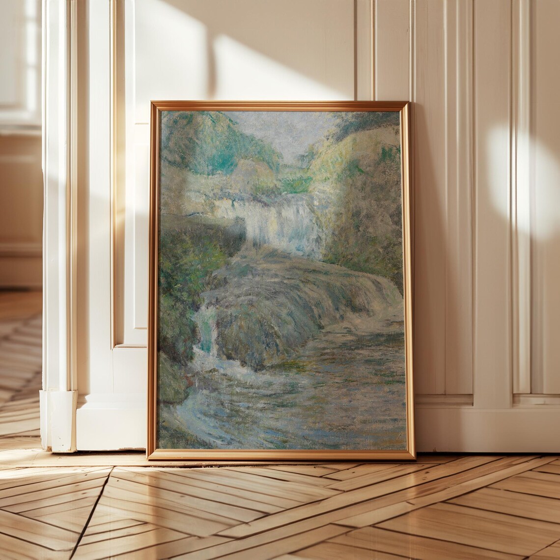 Vintage Waterfall Landscape, Nature Art Print - Image 3