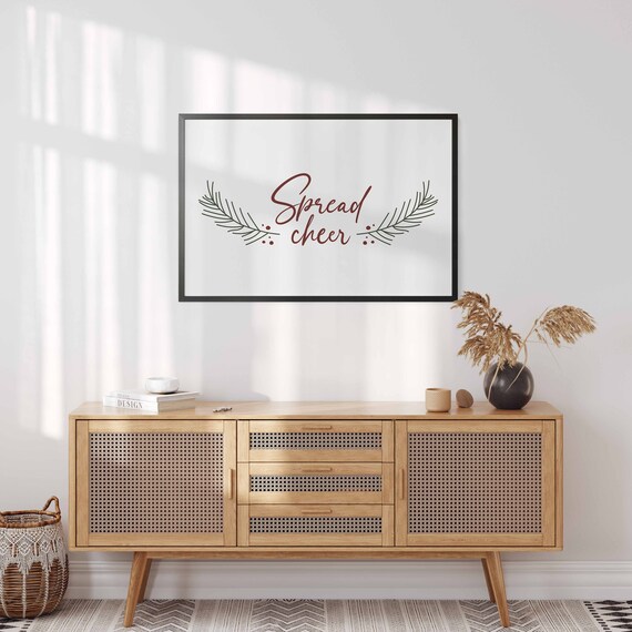 Spread Cheer Christmas Quote Print with Pine Branch Minimalist