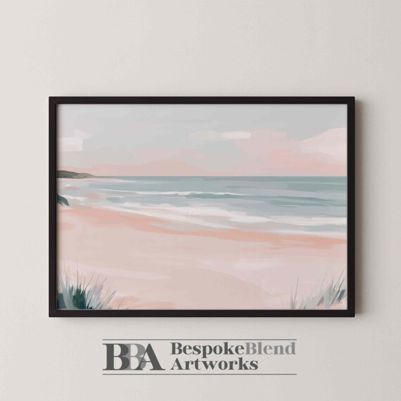 Abstract Beach Wall Art Blush Coastal Painting For Boho Bedroom Decor Soft Modern Interiors Or Feminine Neutral Spaces