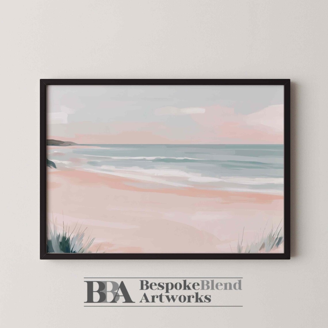 Abstract Beach Wall Art Blush Coastal Painting For Boho Bedroom Decor Soft Modern Interiors Or Feminine Neutral Spaces