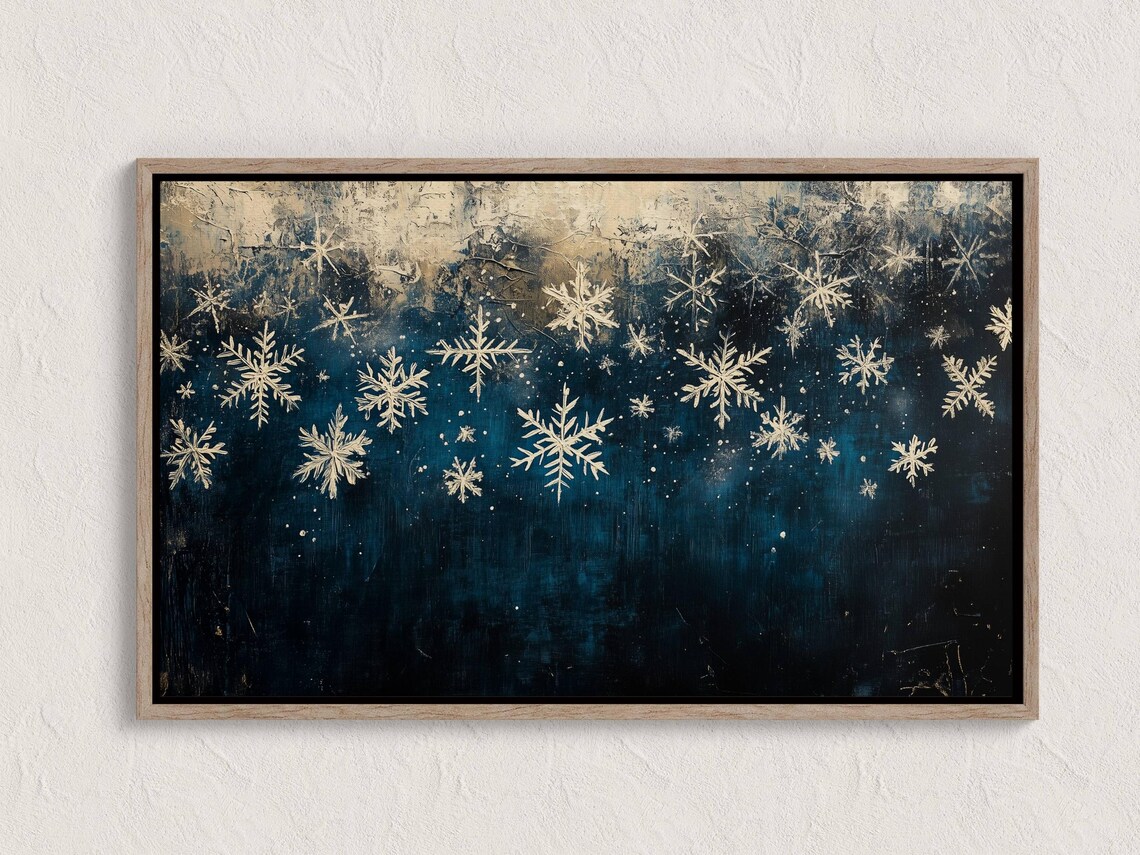 Snowflakes Holiday Decor Art Print, Winter Christmas
