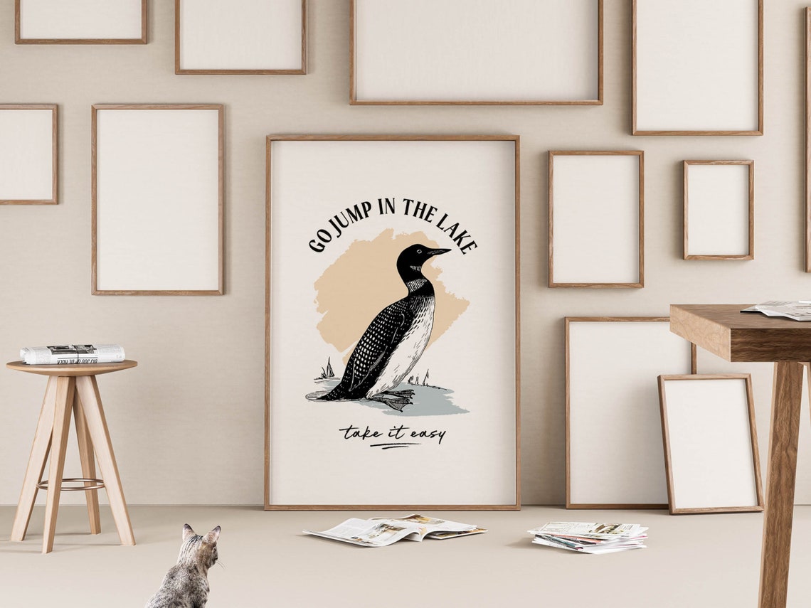 Go Jump In The Lake Loon Take It Easy Funny Lake Cabin Poster