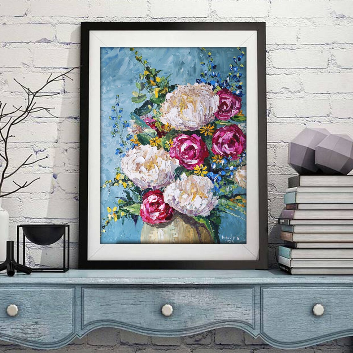 Peony Oil Painting, Floral Still Life Art Print - Image 2