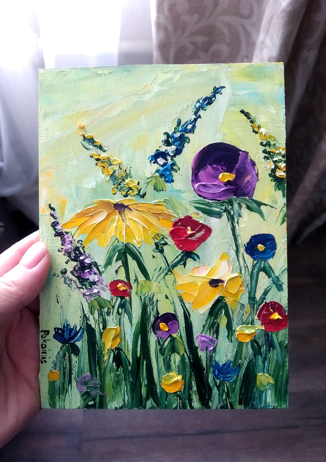 Yellow Coneflower Wildflower Impasto Oil Painting Poster Meadow - Image 3