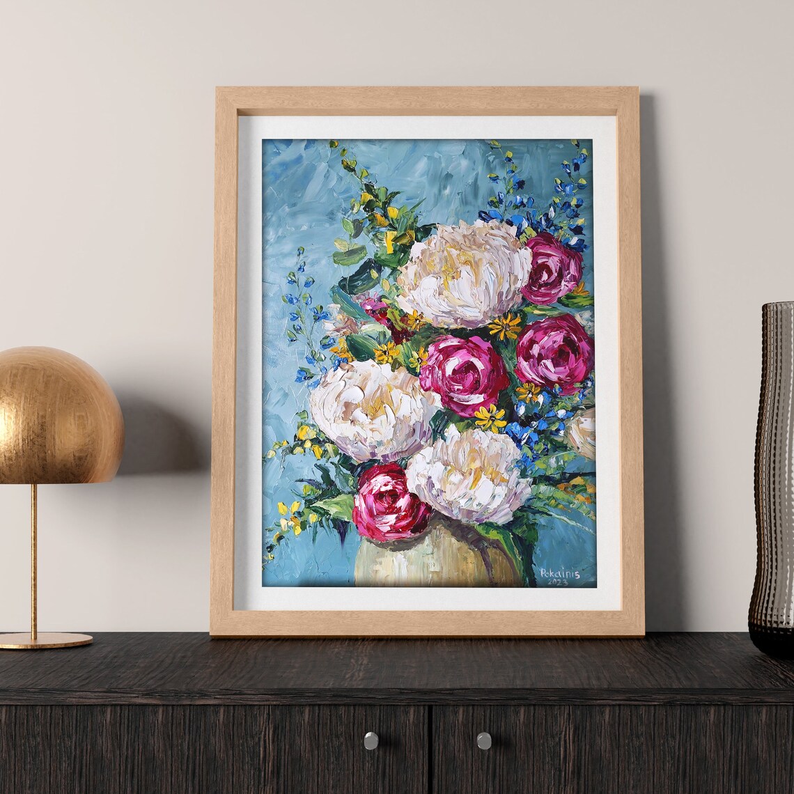 Peony Oil Painting, Floral Still Life Art Print - Image 4
