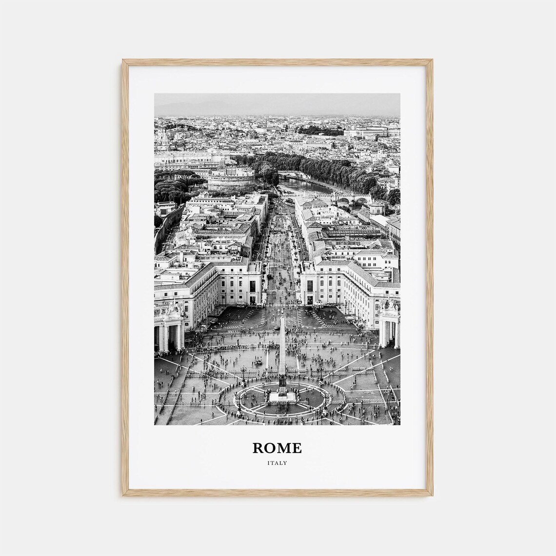 Rome Italy Saint Peters Square Aerial Black And White Photo Poster