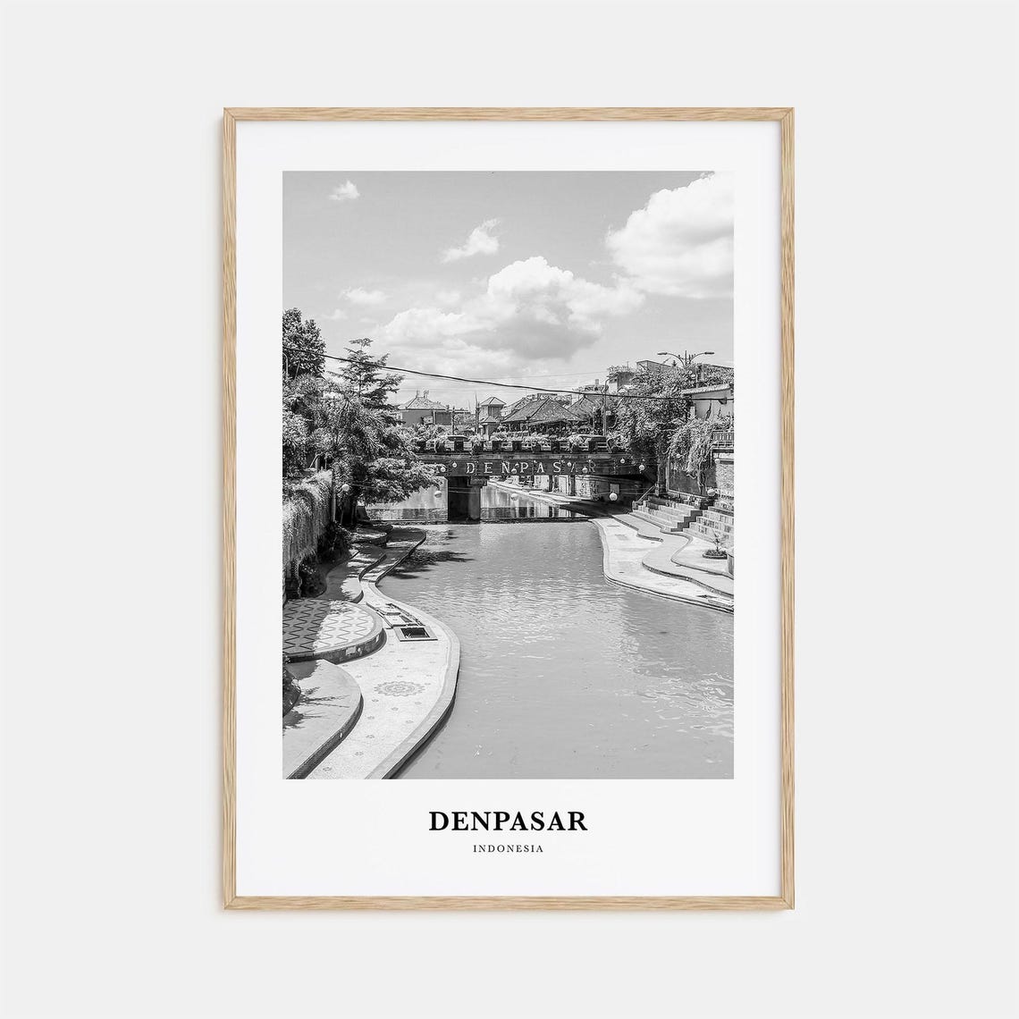 Denpasar Indonesia Riverside Bridge Bali Cityscape Photo Poster
