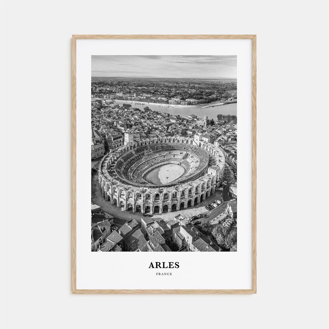 Arles France Aerial View Roman Amphitheatre Arena Black White Poster