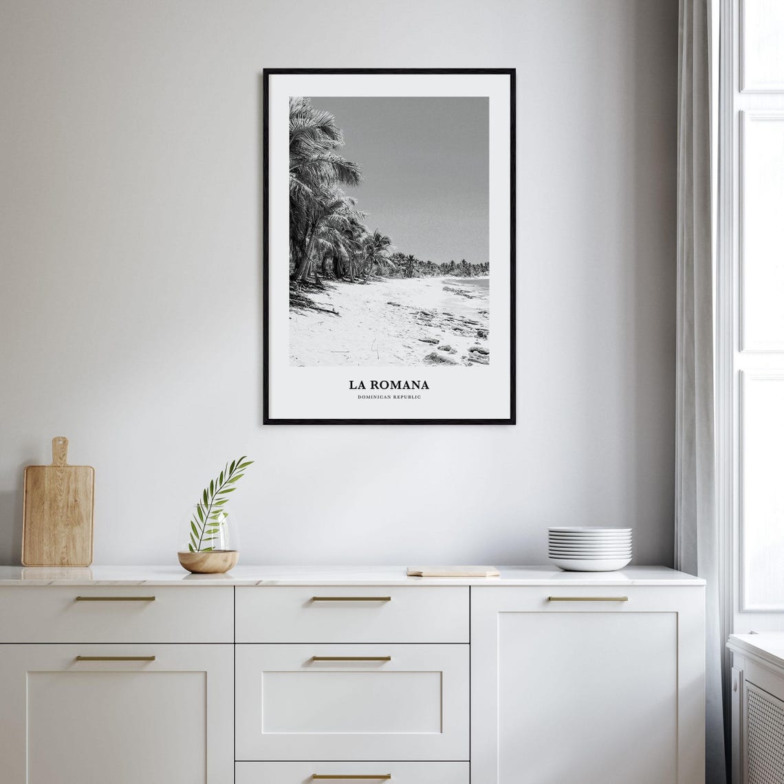 La Romana Palm Beach Black And White Caribbean Shore Resort Poster - Image 2