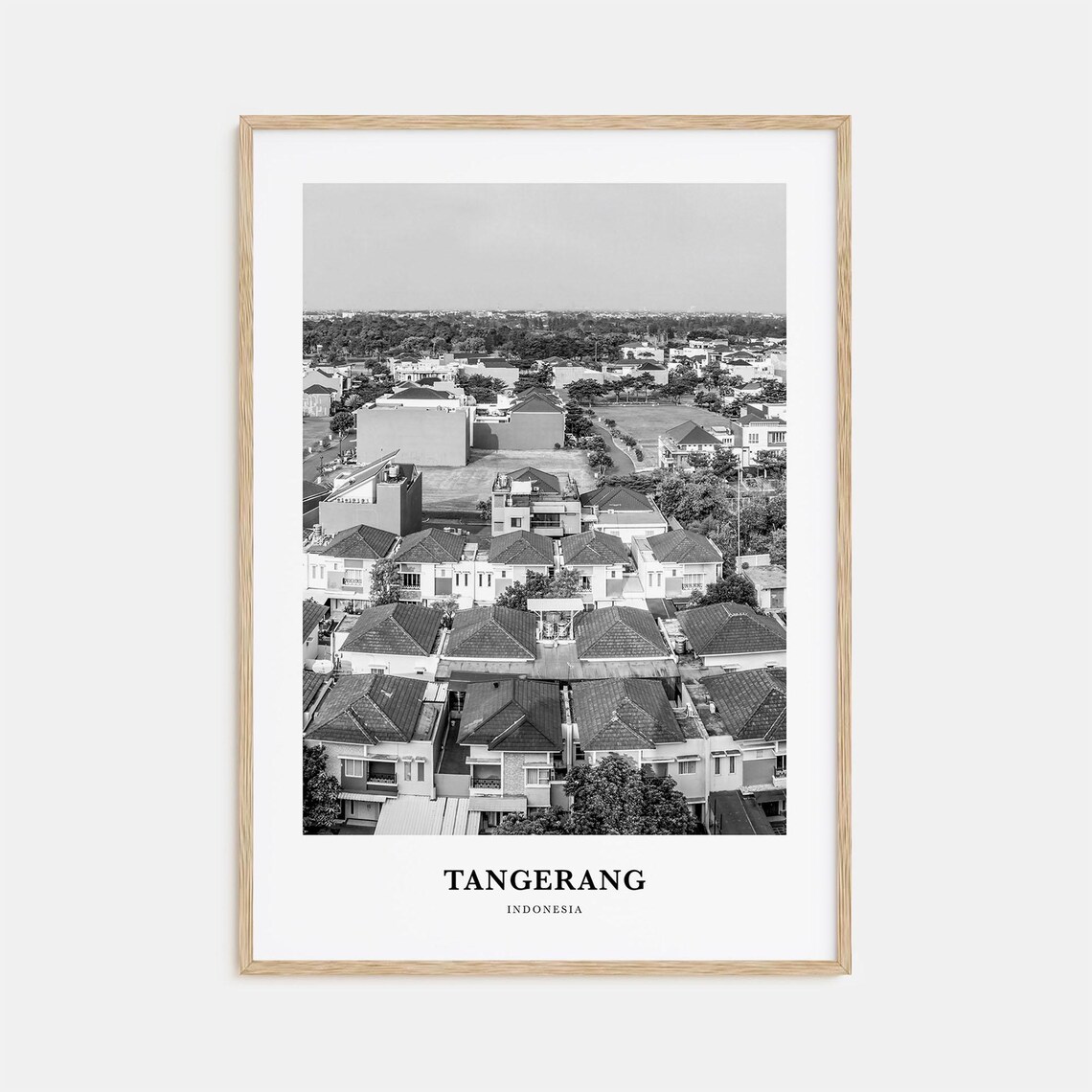 Tangerang Indonesia Aerial View Black And White City Photo Poster