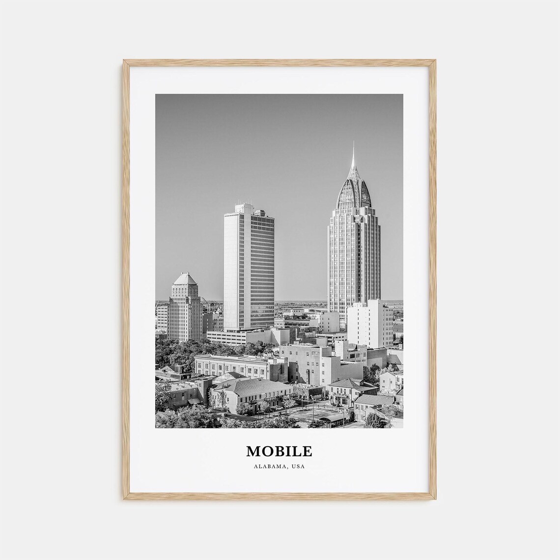 Mobile Alabama Downtown Skyline Spire Tower City Photo Poster