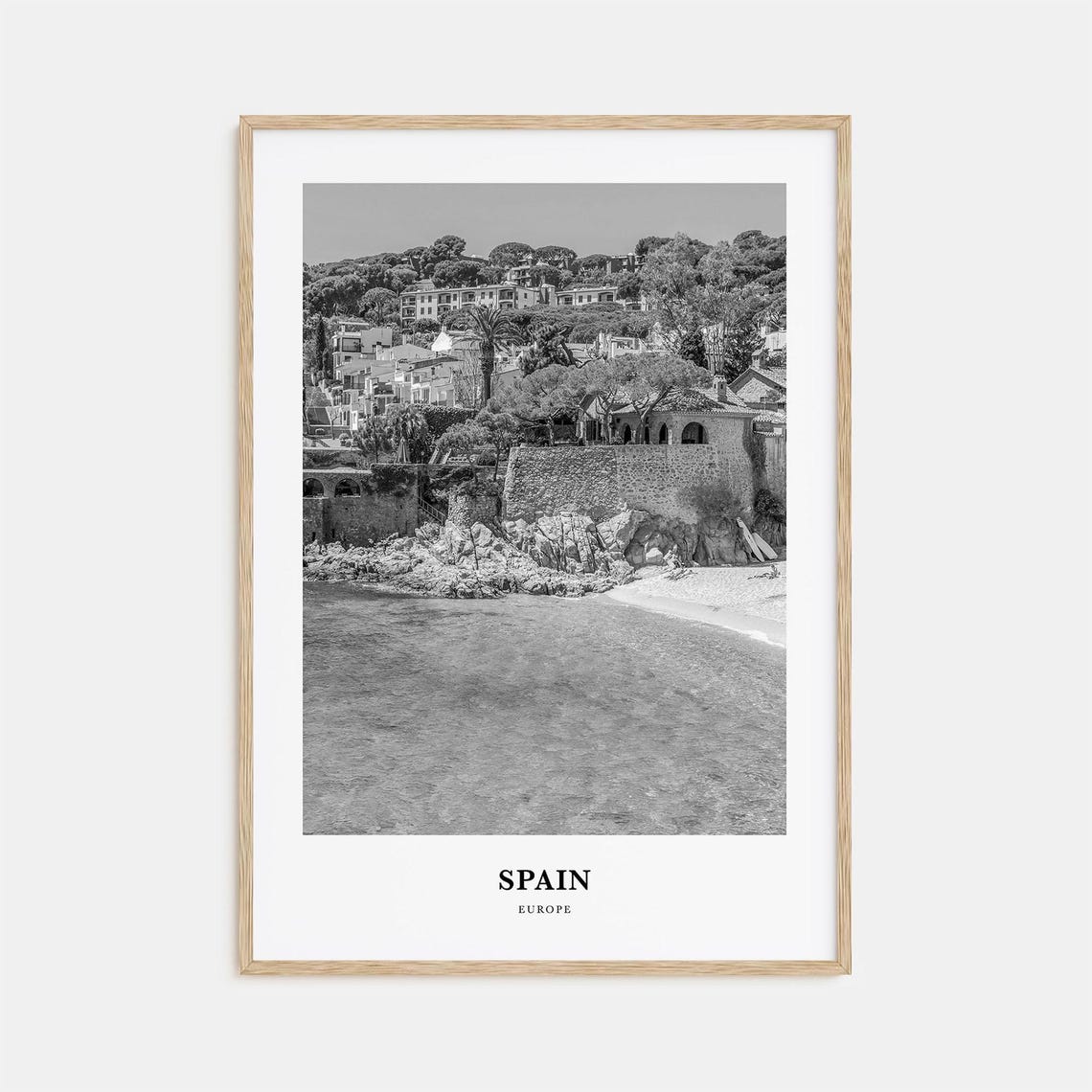 Spain Mediterranean Rocky Cove Beachfront Coastal Town Photo Poster