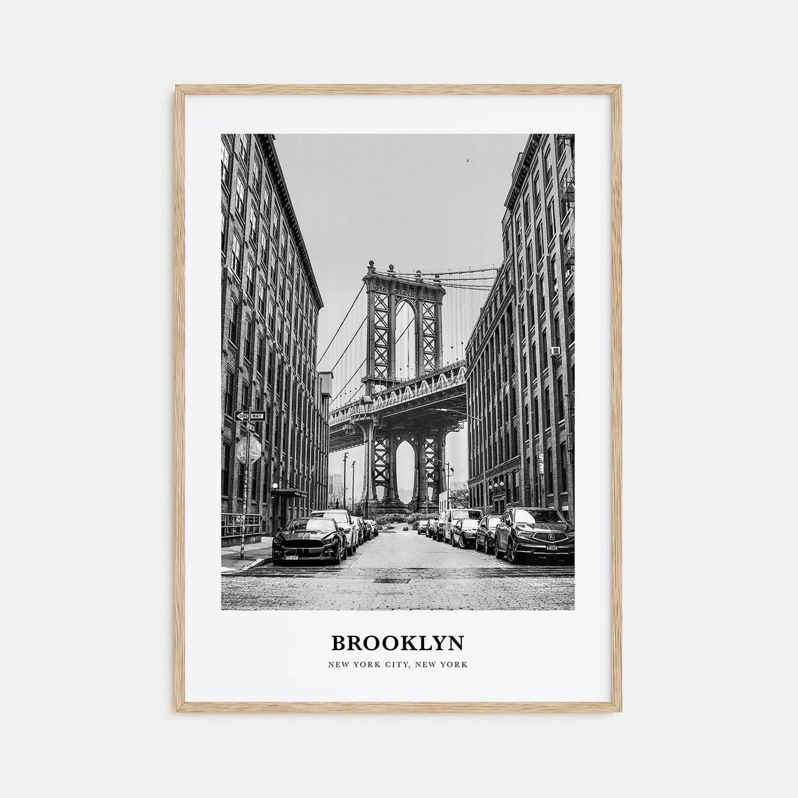 Brooklyn Manhattan Bridge Dumbo Street Black and White Poster