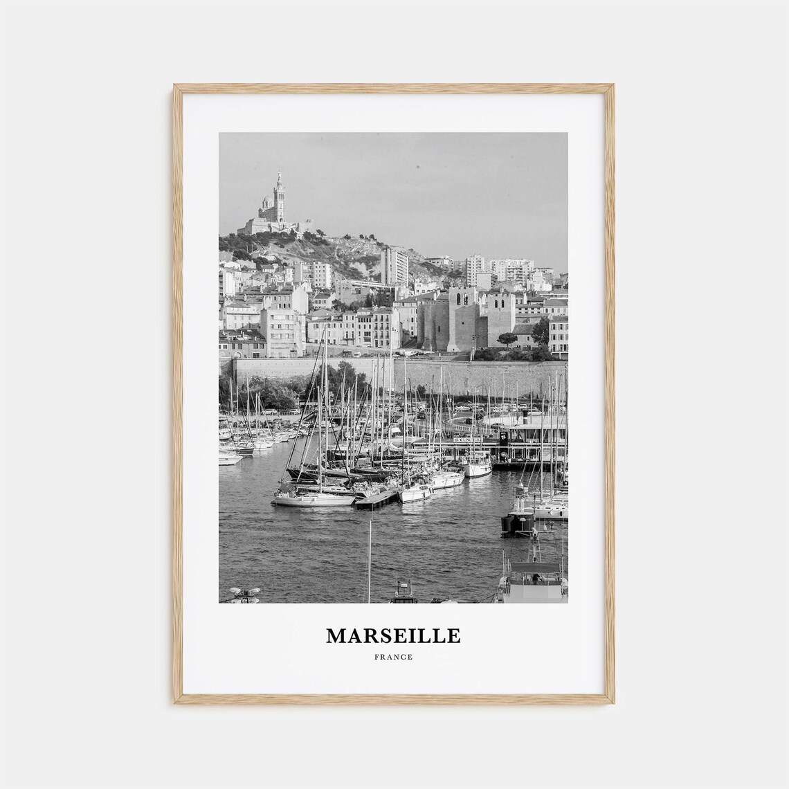 Marseille France Old Port Harbor Basilica On Hill Photo Poster