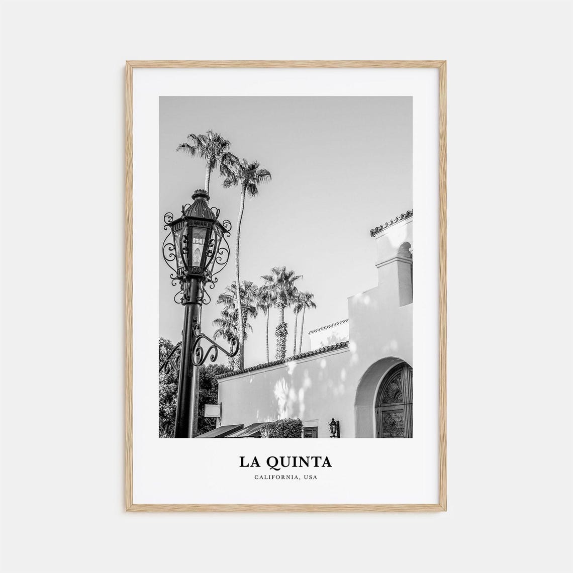 La Quinta California Spanish Architecture Palms Black and White Poster