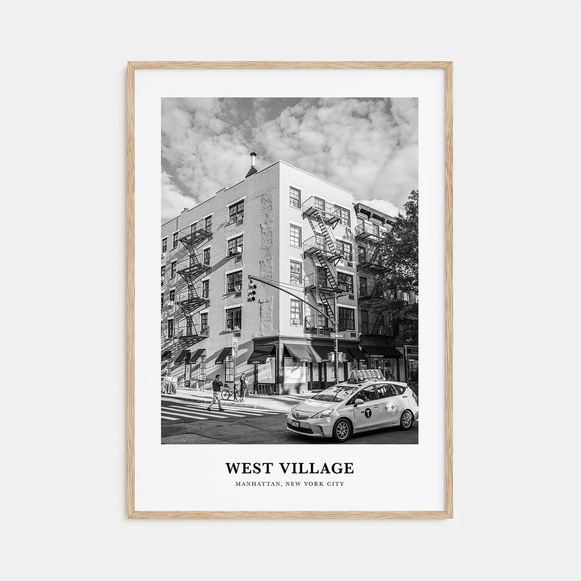 West Village NYC Corner Building Fire Escapes Black and White Poster