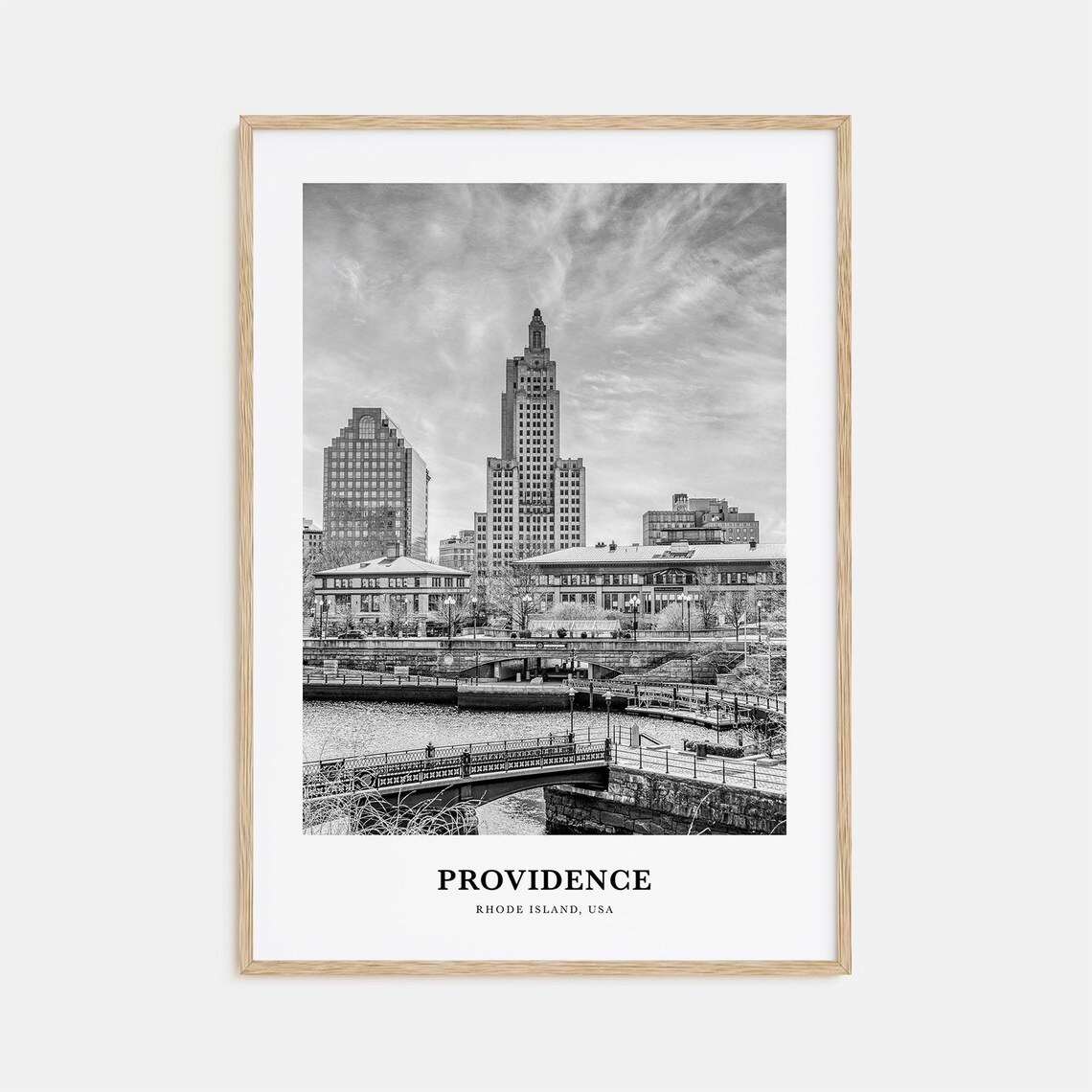 Providence Rhode Island River Bridges Downtown Skyline Poster
