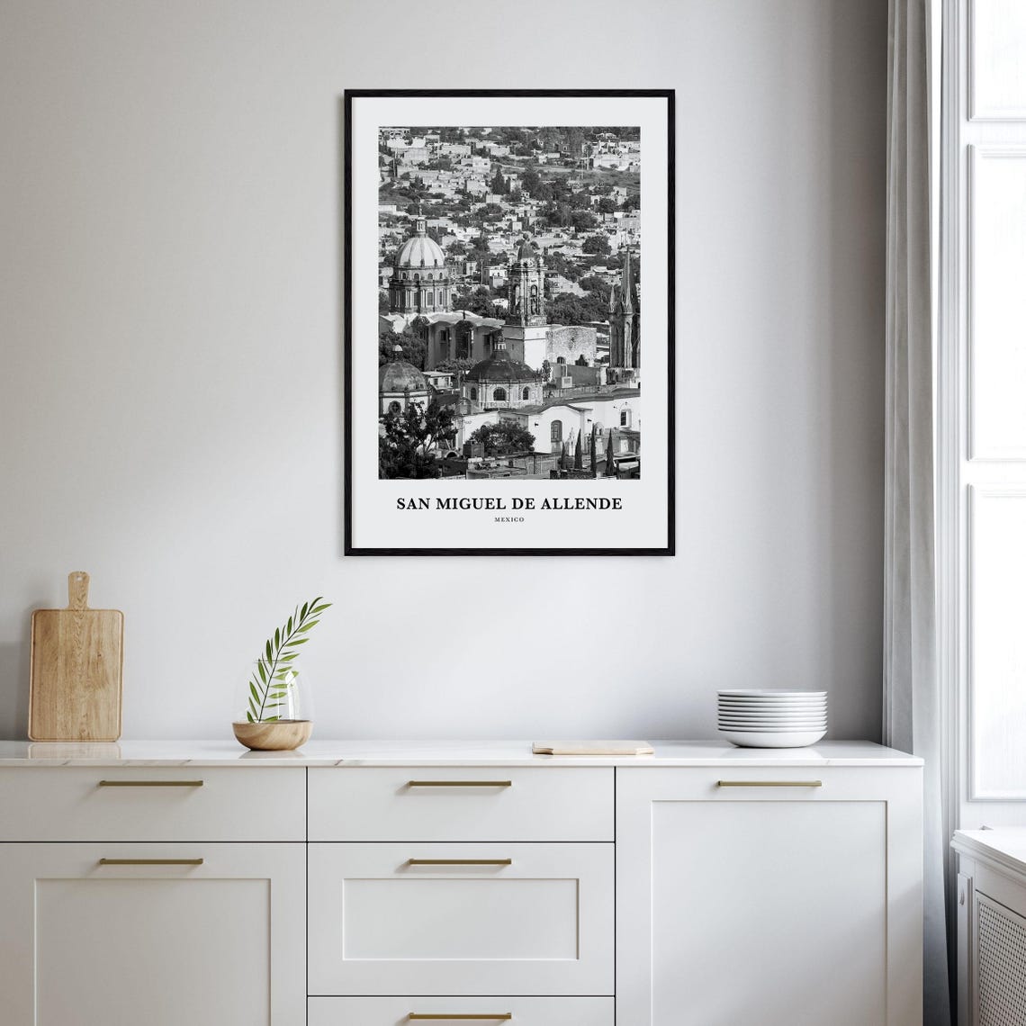 San Miguel De Allende Mexico Church Domes Black White Poster - Image 2