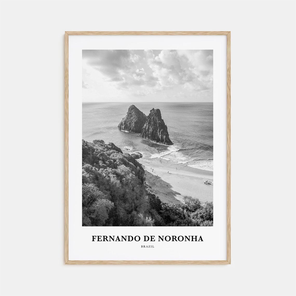 Fernando de Noronha Sea Cliffs Brazil Black and White Poster