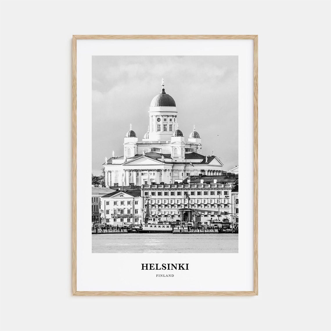 Helsinki Finland Cathedral Harbor Black White Photography Poster