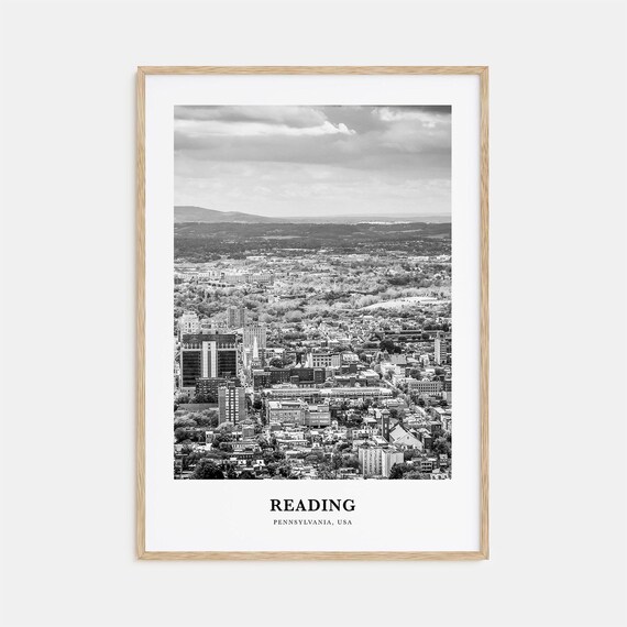 Reading Pennsylvania Black and White City View Travel Wall Poster