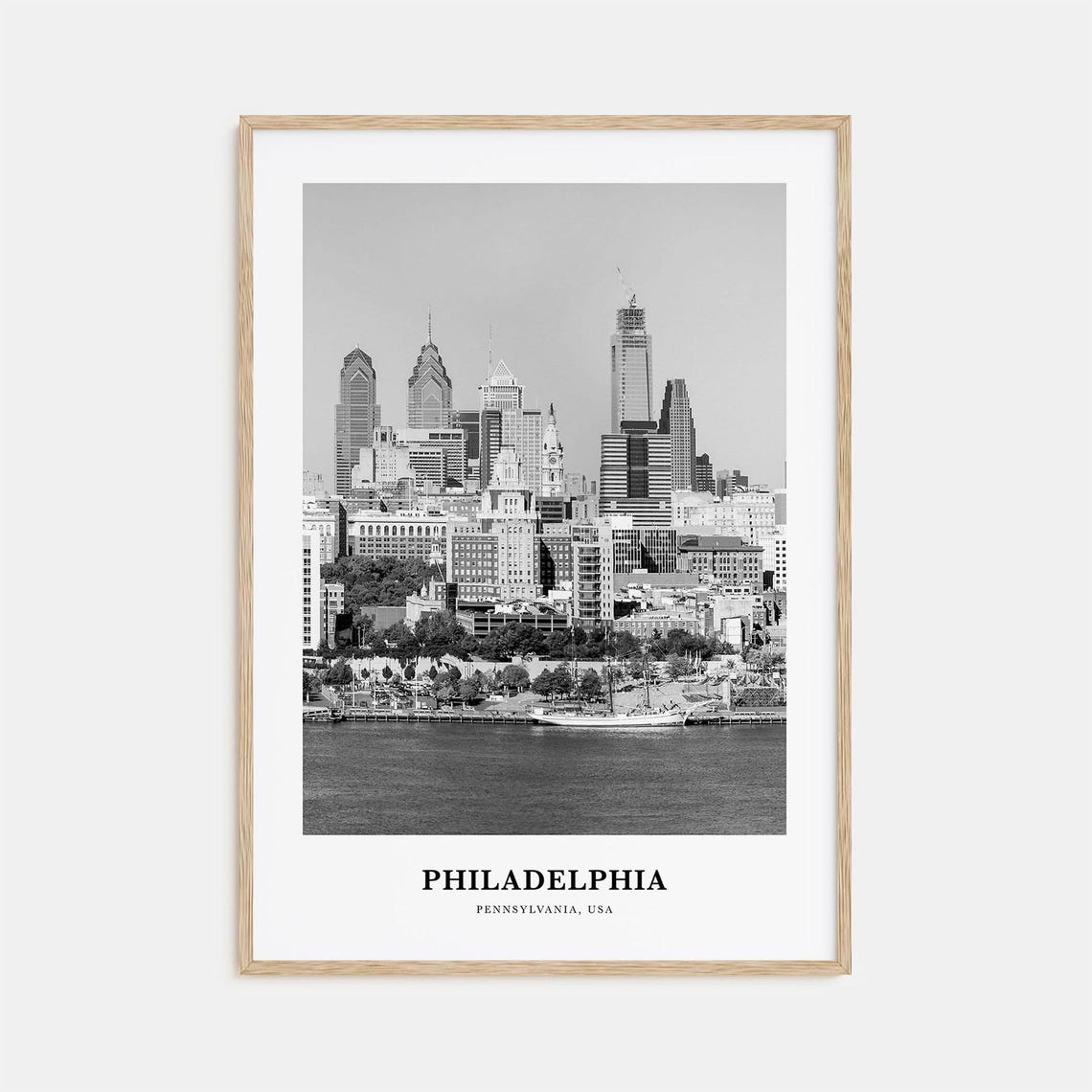 Philadelphia Pennsylvania Skyline Across the River Travel Poster