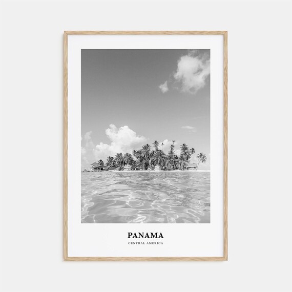 Panama Central America Tropical Palm Island Black White Poster