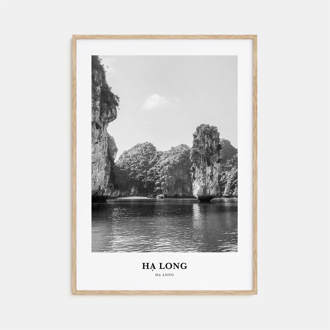 Ha Long Bay Vietnam Karst Cliffs Black and White Photo Poster
