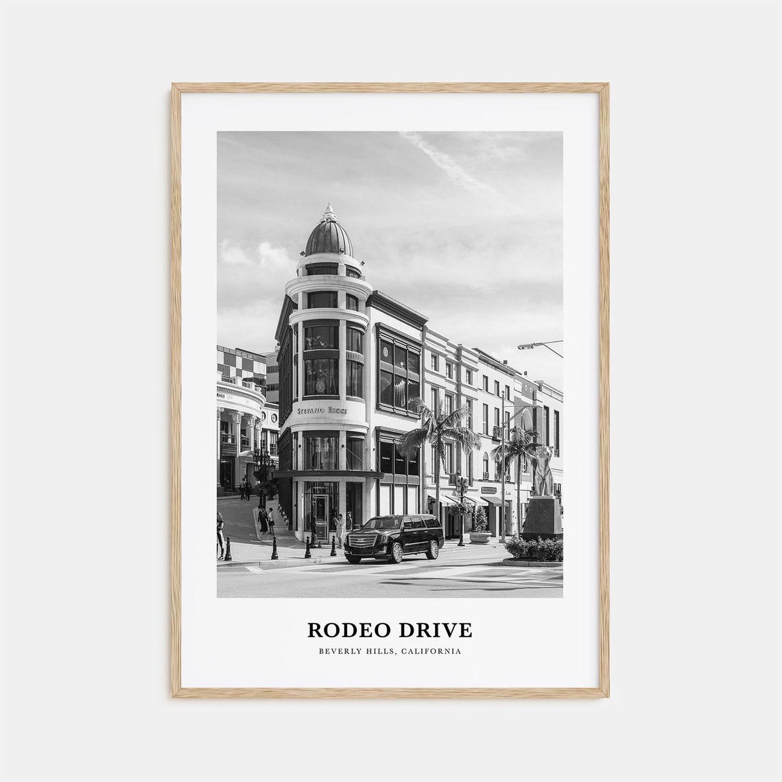 Rodeo Drive Beverly Hills Luxury Street Black And White Photo Poster