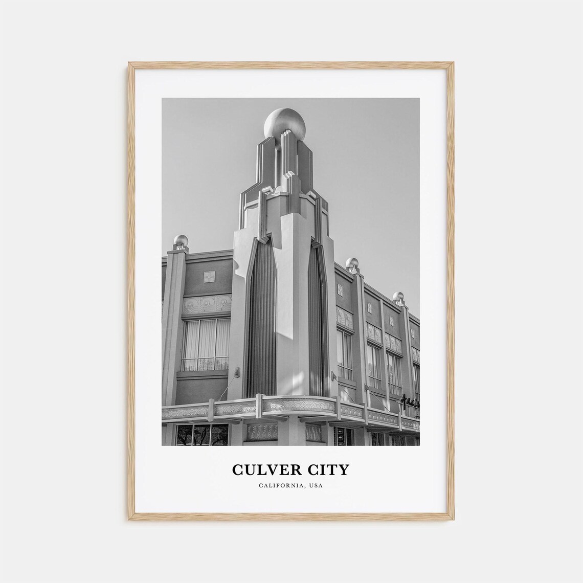 Culver City California Art Deco Theater Tower Black White Poster
