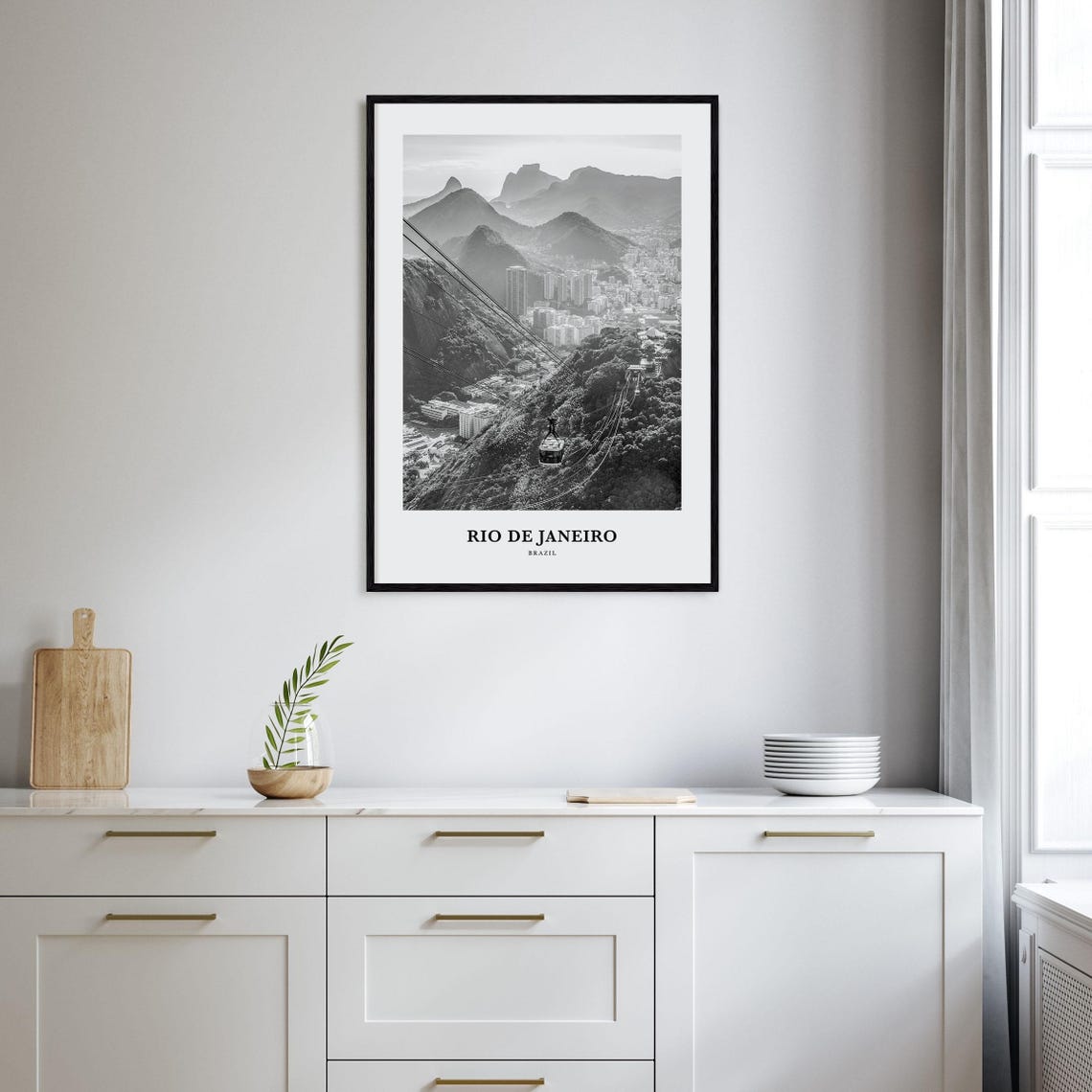 Rio De Janeiro Brazil Sugarloaf Cable Car Black White Photo Poster - Image 2