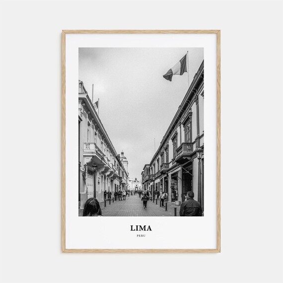 Lima Peru Colonial Street Flag Historic Center Black White Poster