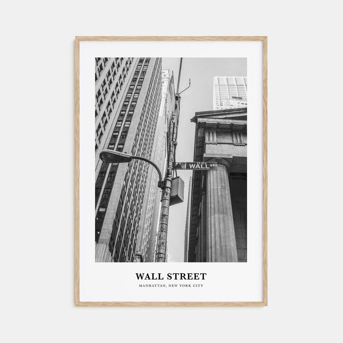 Wall Street Sign Manhattan New York City Black and White Poster